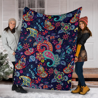 Paisley Boho Pattern Print Design A06 Premium Blanket
