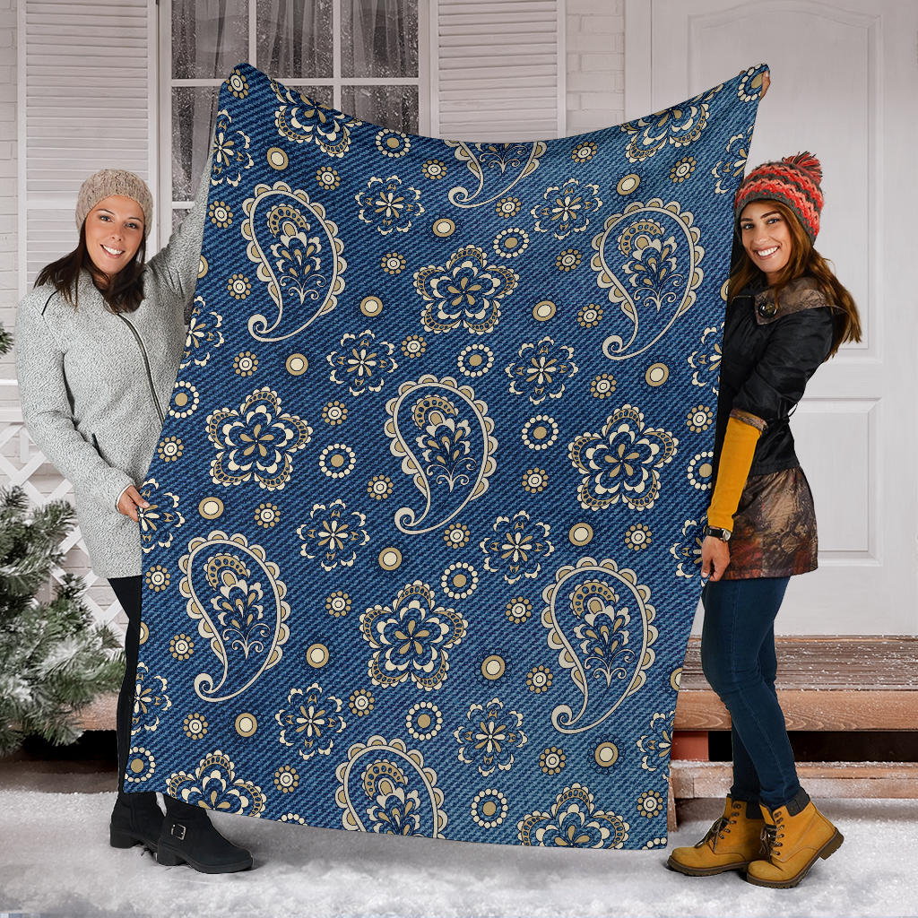 Jean Paisley Pattern Print Design 01 Premium Blanket