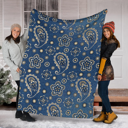 Jean Paisley Pattern Print Design 01 Premium Blanket