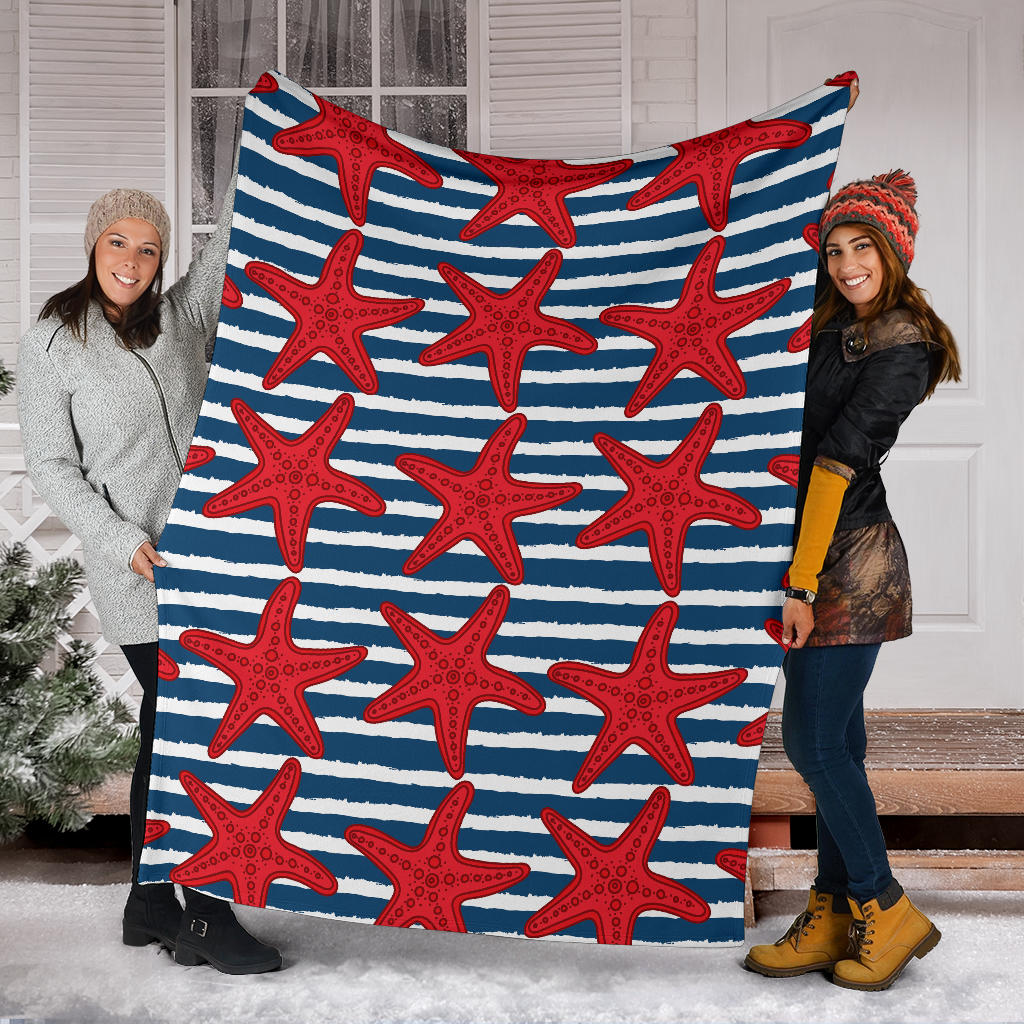 Starfish Red Pattern Print Design 02 Premium Blanket