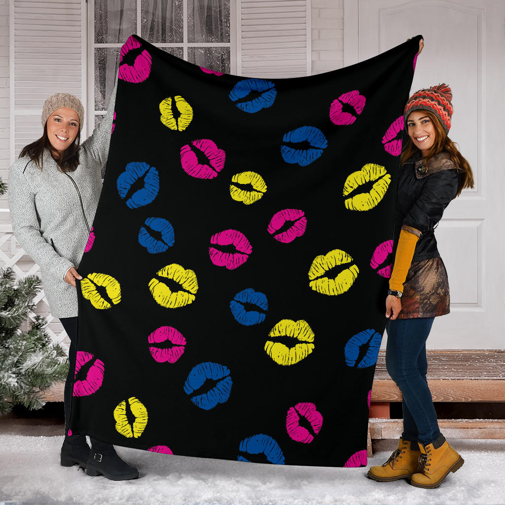 Lip Neon Color Pattern Print Design 01 Premium Blanket