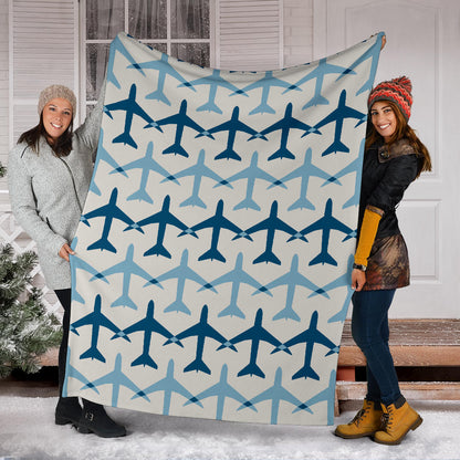 Airplane Pattern Print Design 04 Premium Blanket