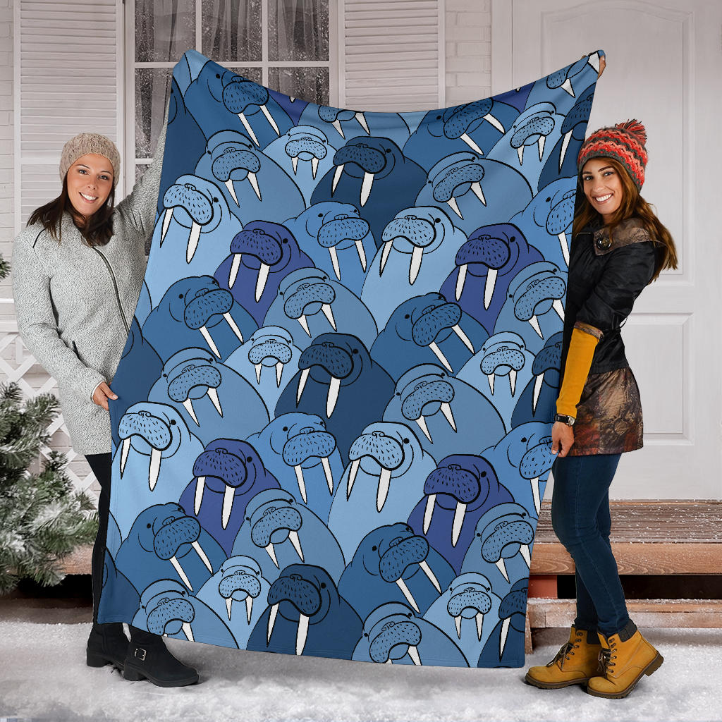 Walrus Pattern Print Design 01 Premium Blanket