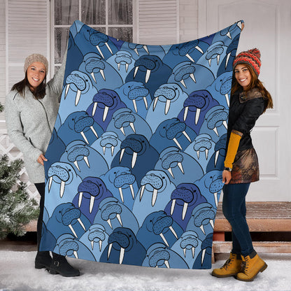Walrus Pattern Print Design 01 Premium Blanket