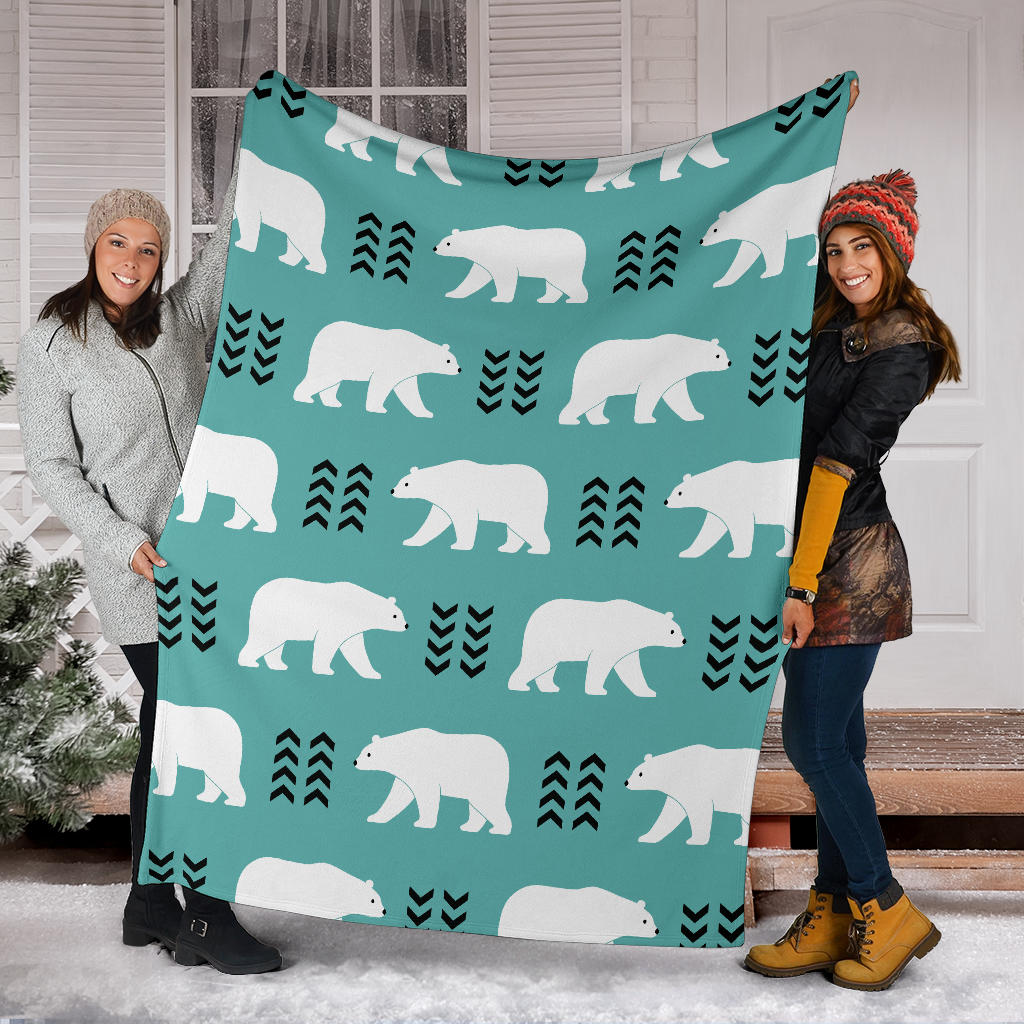 Polar Bear Pattern Print Design A05 Premium Blanket