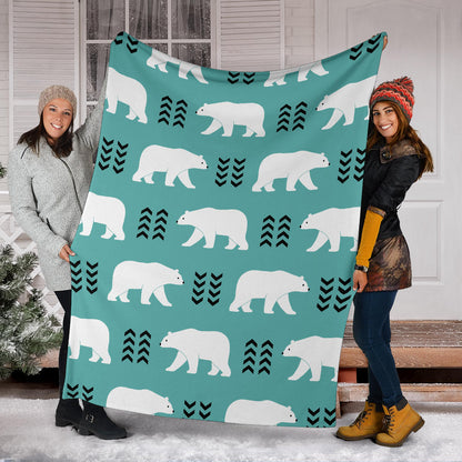 Polar Bear Pattern Print Design A05 Premium Blanket
