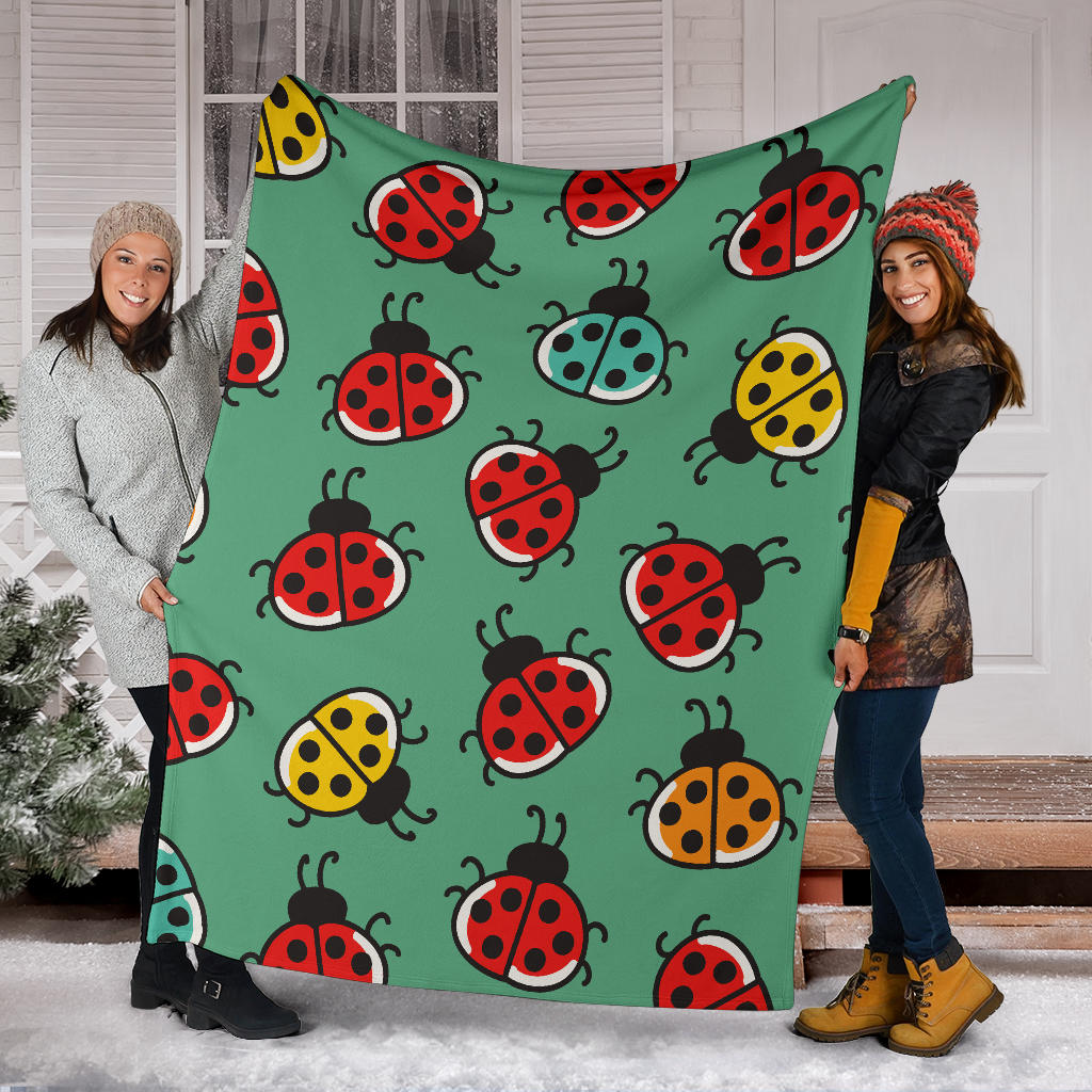 Ladybug Pattern Print Design 02 Premium Blanket