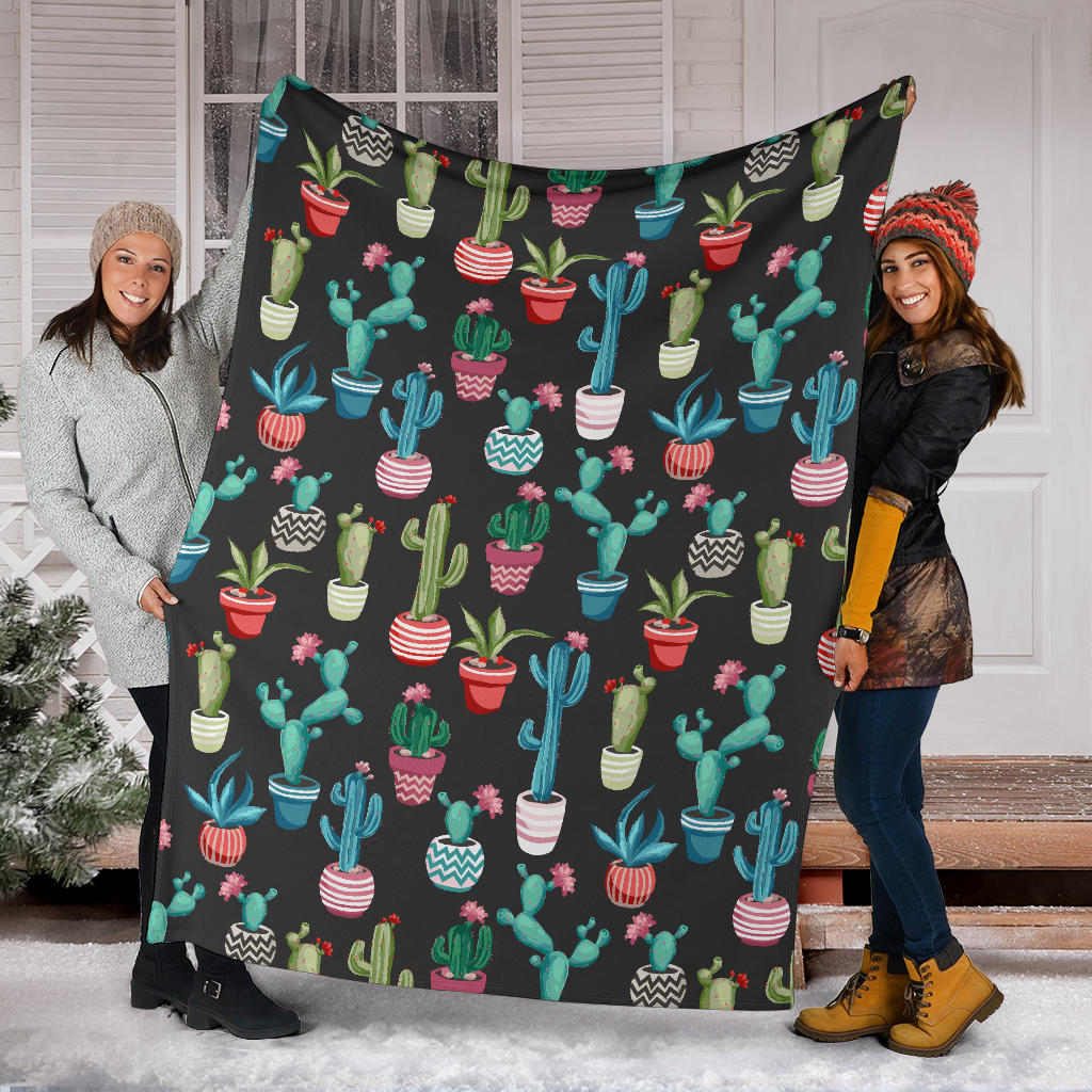 Cactus Pattern Print Design 02 Premium Blanket