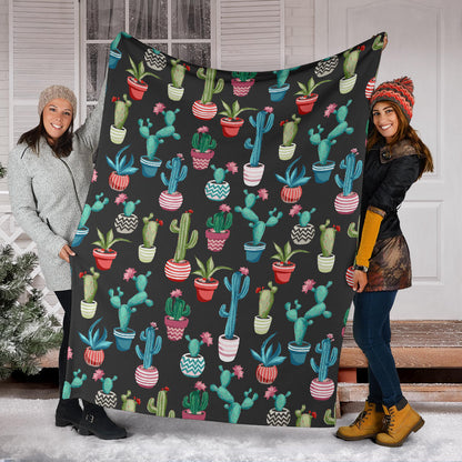 Cactus Pattern Print Design 02 Premium Blanket