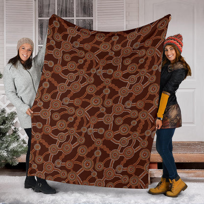 Aboriginal Pattern Print Design 03 Premium Blanket