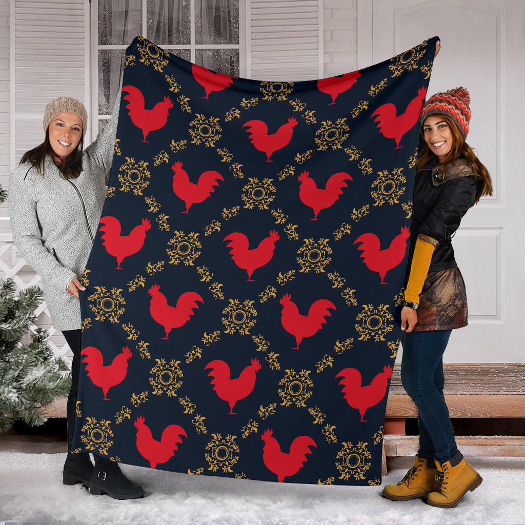 Rooster Pattern Print Design A02 Premium Blanket