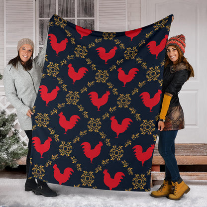 Rooster Pattern Print Design A02 Premium Blanket