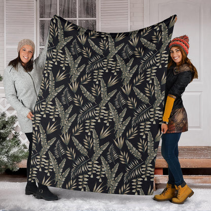 Banana Leaf Pattern Print Design 07 Premium Blanket