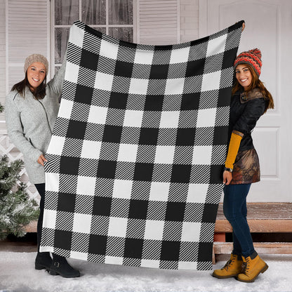 Buffalo check Black white Pattern Print Design 04 Premium Blanket