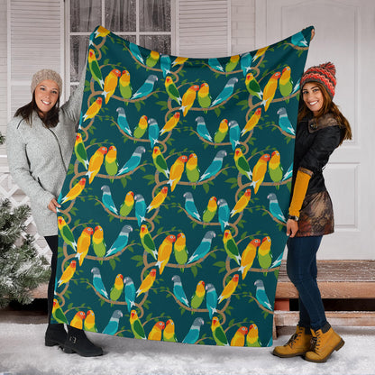 Lovebird Pattern Print Design 02 Premium Blanket