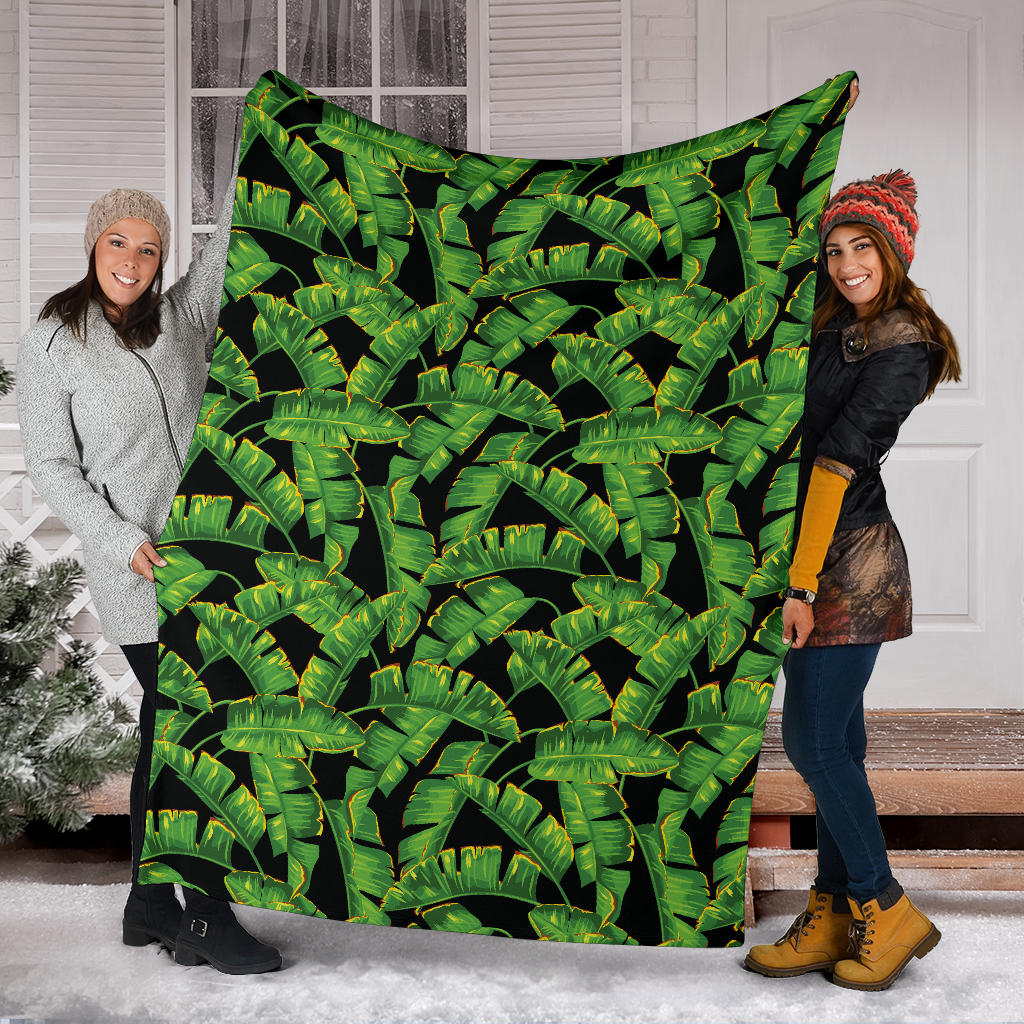 Banana Leaf Pattern Print Design 03 Premium Blanket