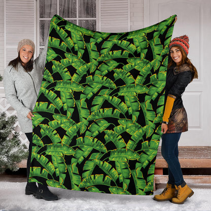 Banana Leaf Pattern Print Design 03 Premium Blanket