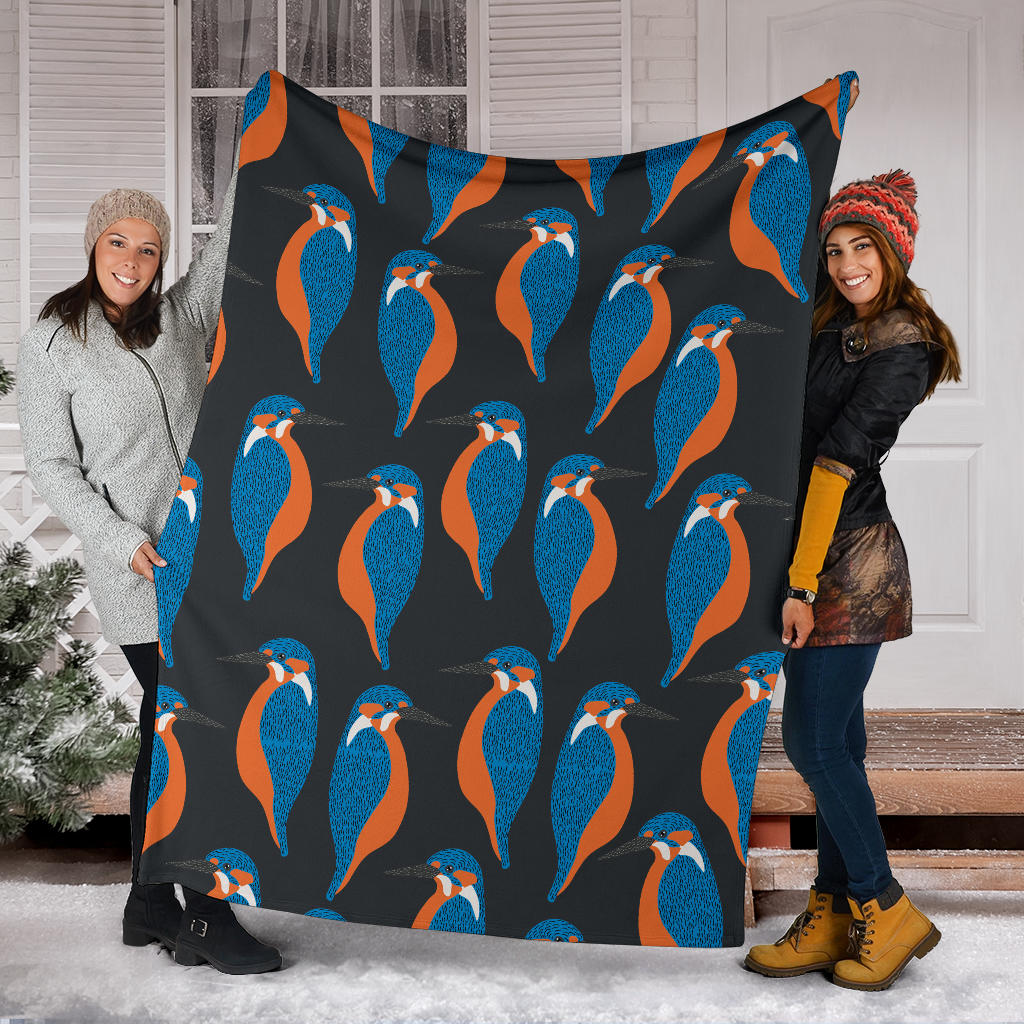 Kingfisher Pattern Print Design 03 Premium Blanket