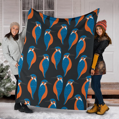 Kingfisher Pattern Print Design 03 Premium Blanket