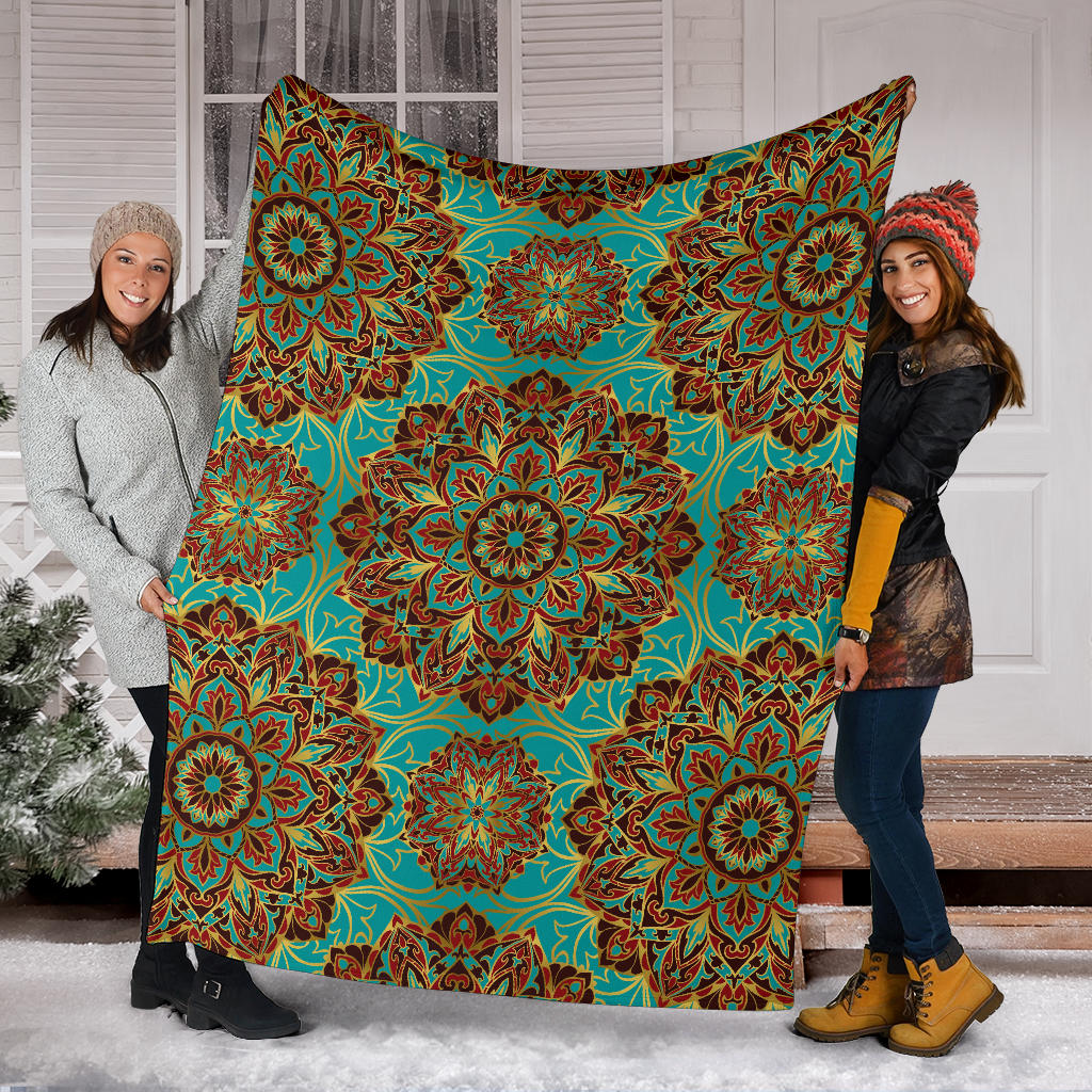Medallion Pattern Print Design 02 Premium Blanket