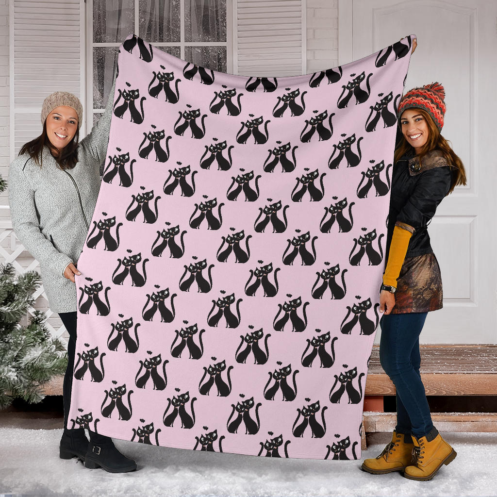 Black Cat Pattern Print Design 01 Premium Blanket
