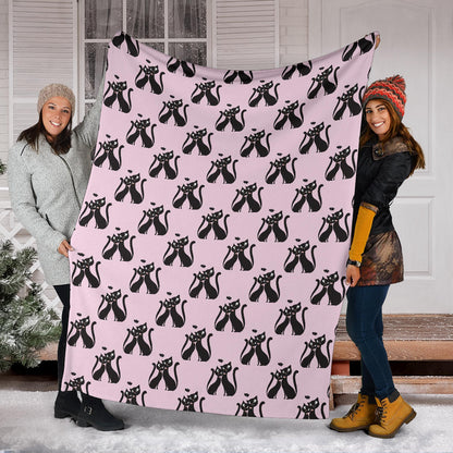 Black Cat Pattern Print Design 01 Premium Blanket