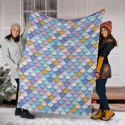 Mermaid Scales Pattern Print Design 05 Premium Blanket