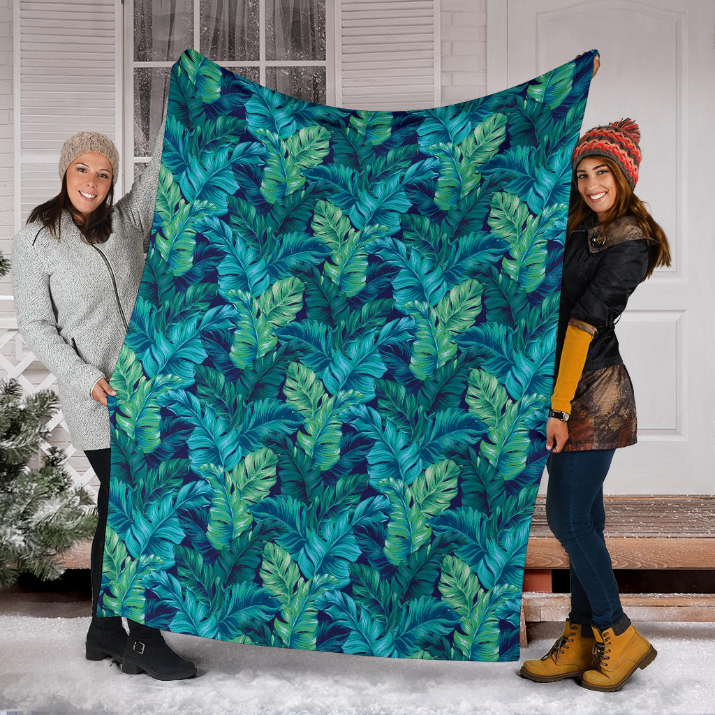Banana Leaf Pattern Print Design 06 Premium Blanket