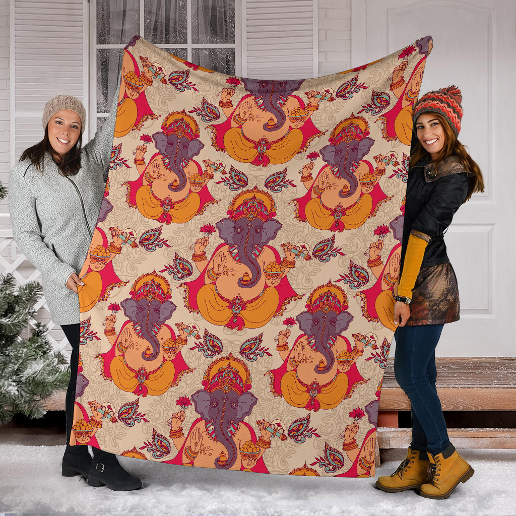 Ganesha Indian Pattern Print Design 02 Premium Blanket