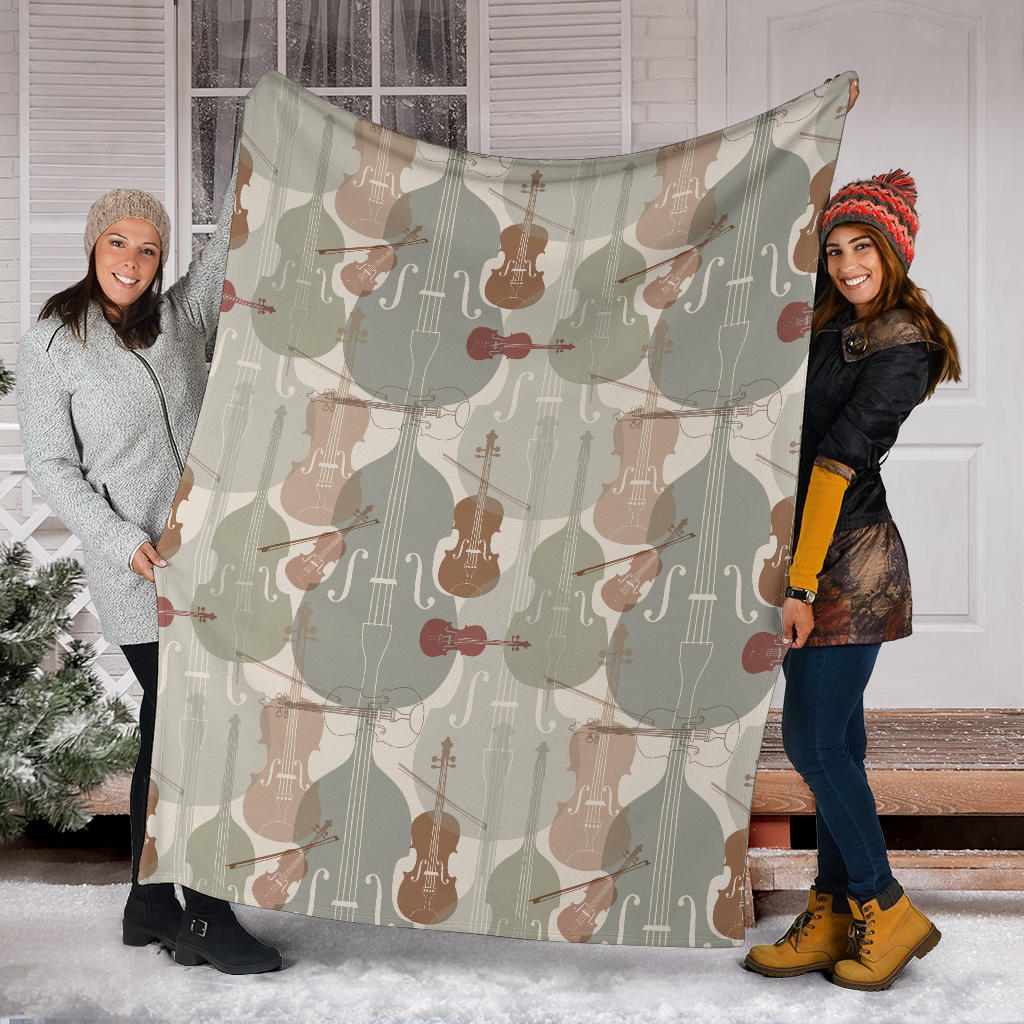 Violin Pattern Print Design 01 Premium Blanket
