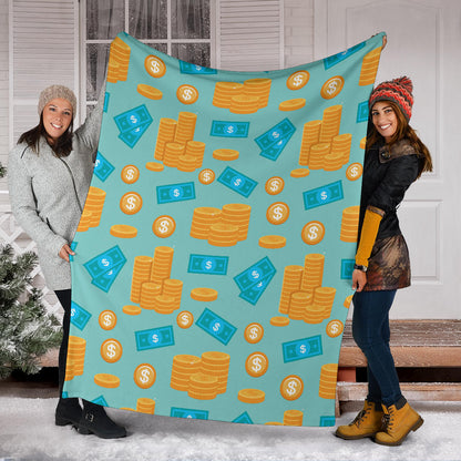 Money Pattern Print Design 03 Premium Blanket