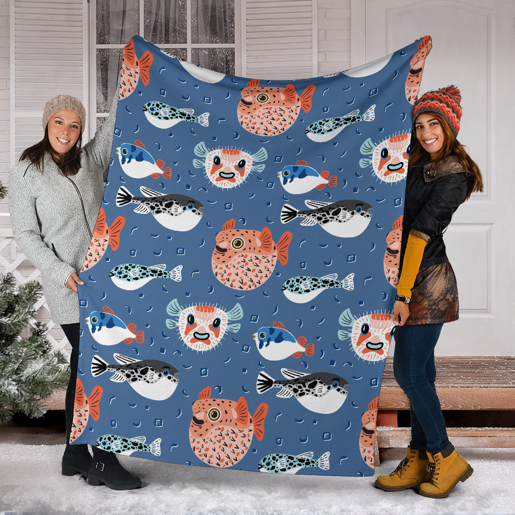 Fugu Pattern Print Design 02 Premium Blanket