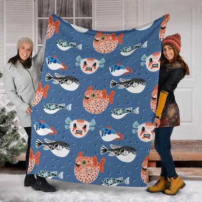 Fugu Pattern Print Design 02 Premium Blanket