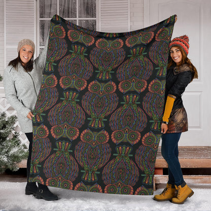 Owl Pattern Print Design A05 Premium Blanket