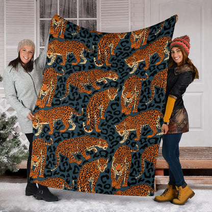 Jaguar Pattern Print Design 04 Premium Blanket