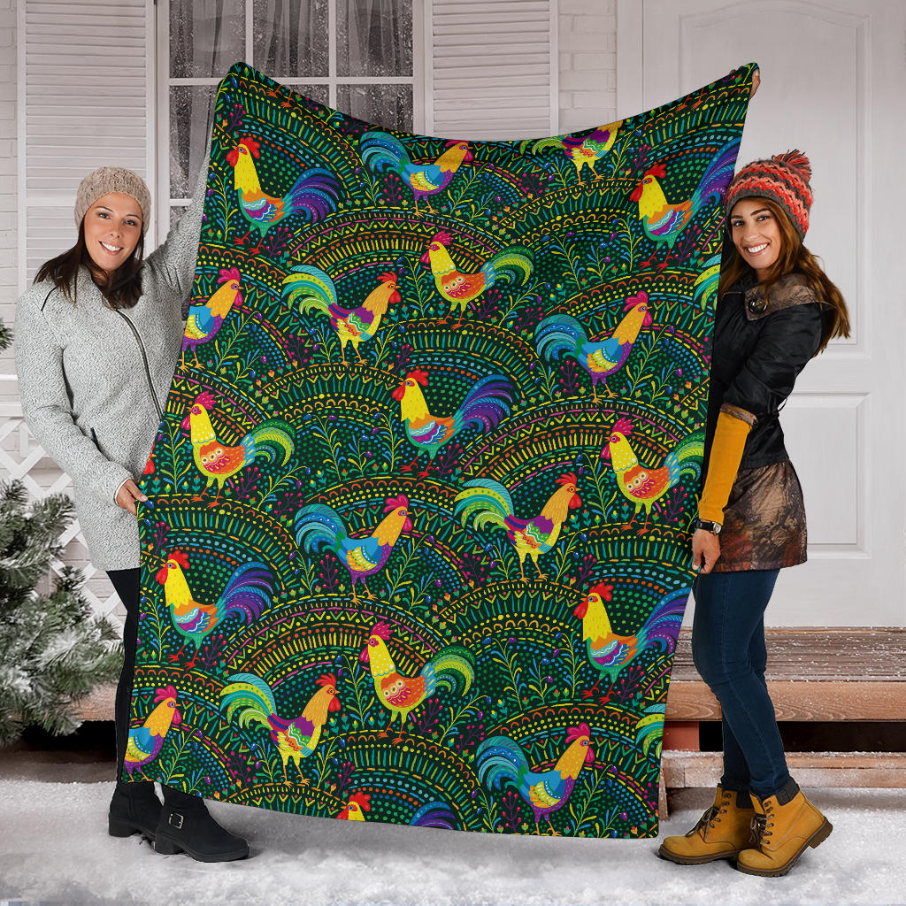 Rooster Pattern Print Design A01 Premium Blanket