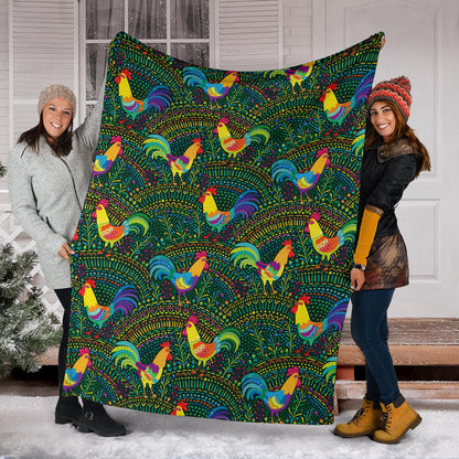 Rooster Pattern Print Design A01 Premium Blanket