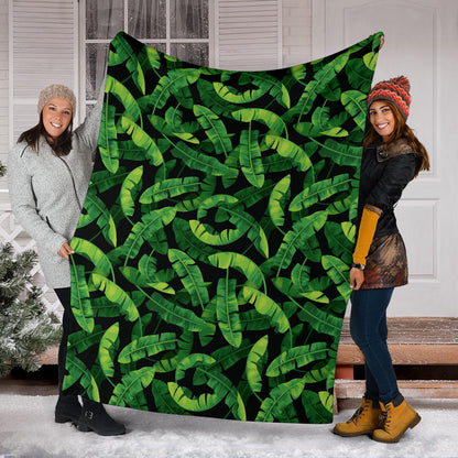 Banana Leaf Pattern Print Design 02 Premium Blanket