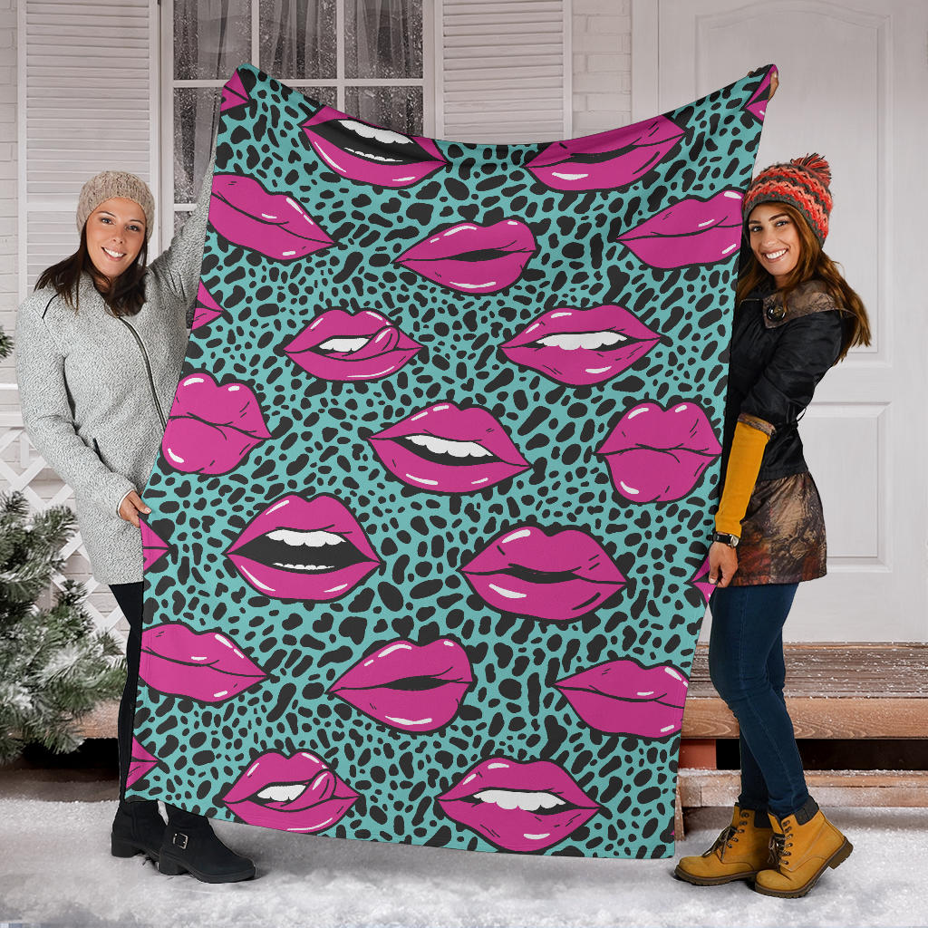 Lip Pattern Print Design 04 Premium Blanket