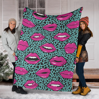 Lip Pattern Print Design 04 Premium Blanket