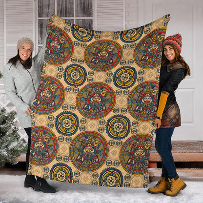 Calendar Aztec Pattern Print Design 02 Premium Blanket