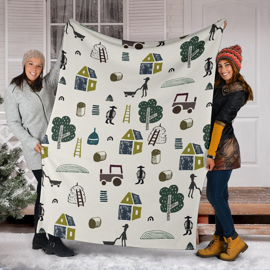 Agricultural Farm Print Design 01 Premium Blanket