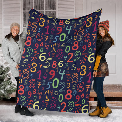 Number Pattern Print Design A01 Premium Blanket