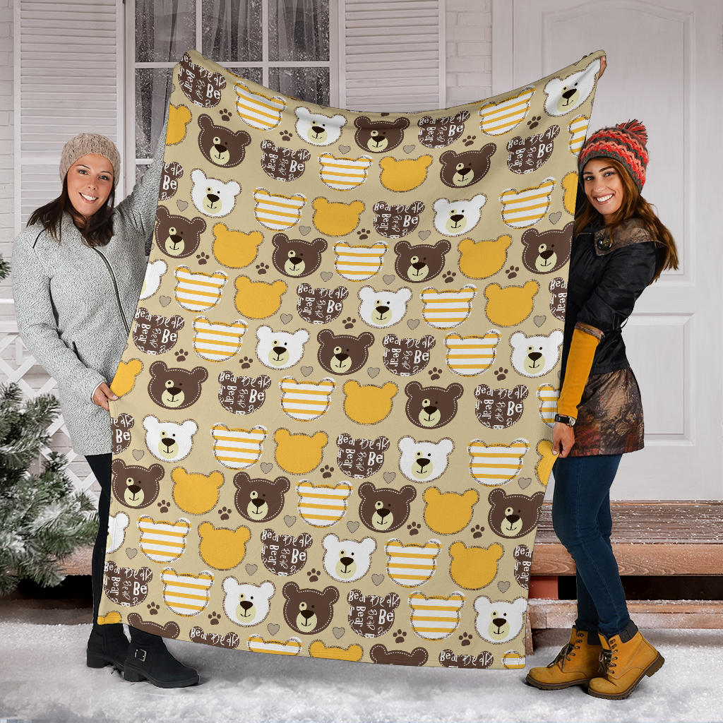 Bear PatchworkPattern Print Design 01 Premium Blanket