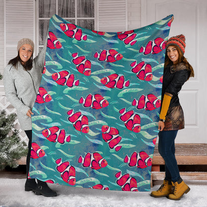 Clownfish Pattern Print Design 02 Premium Blanket