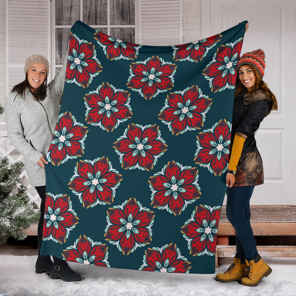 Poinsettia Pattern Print Design A03 Premium Blanket