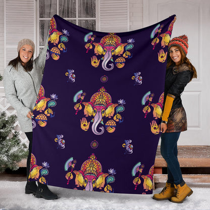Ganesha Pattern Print Design 04 Premium Blanket