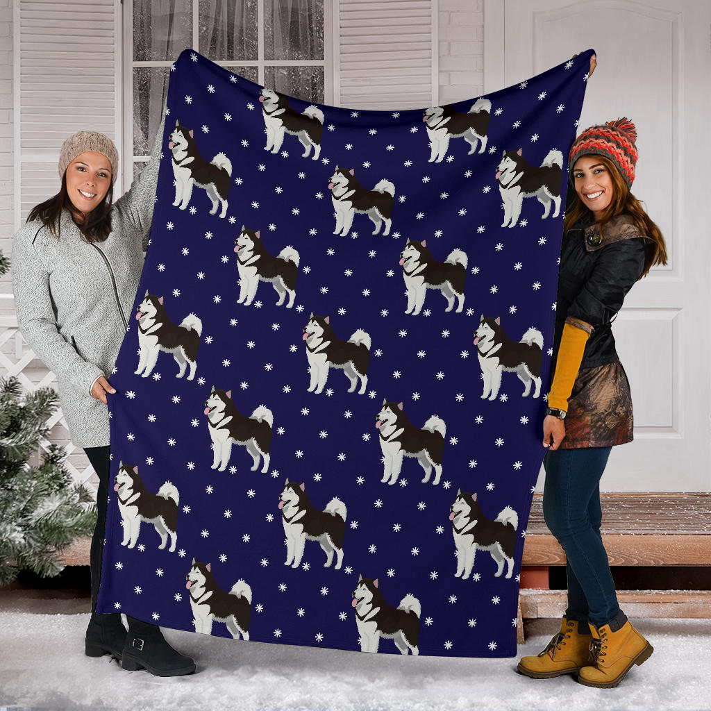Alaskan Malamute Pattern Print Design 04 Premium Blanket