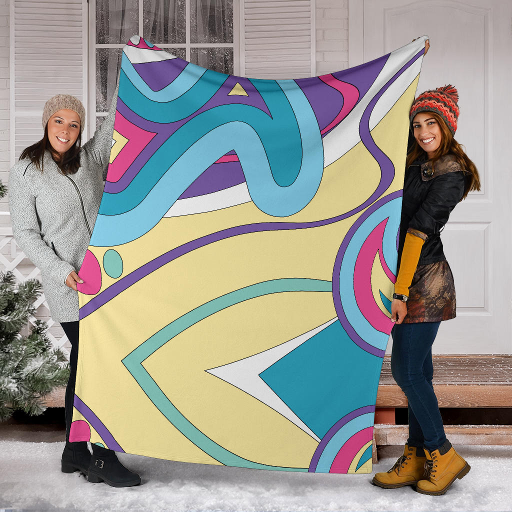 Funky Retro Pattern Print Design A01 Premium Blanket