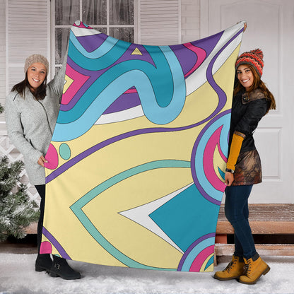 Funky Retro Pattern Print Design A01 Premium Blanket